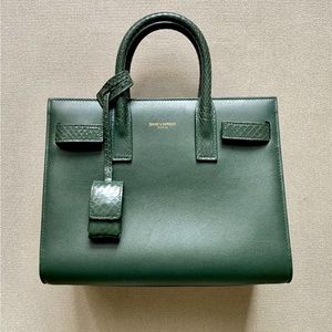 RARE !! Saint Laurent Sac de Jour 🤎 Smooth Leather * Water Snake Detail Tote